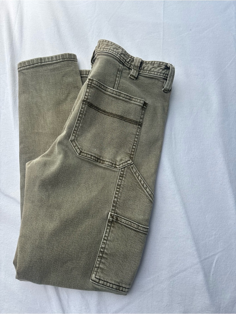 WE THE FREE Slim Fit Utility Carpenter Pants in Olive Green
